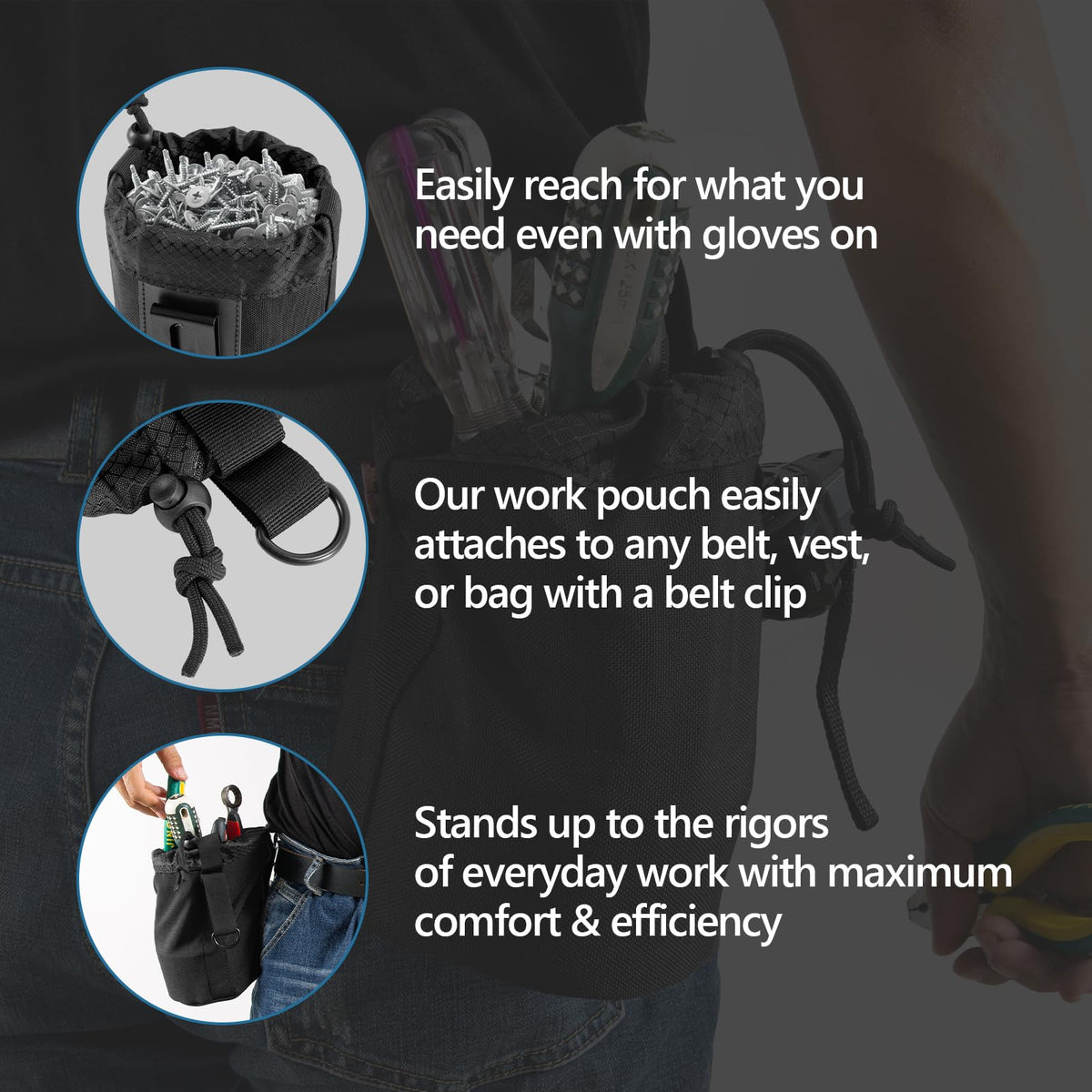 AJFHKJ multi-purpose tool pouch organizes nails, screws, and bits.