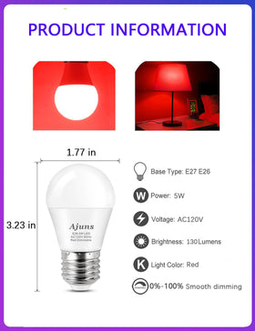 Ajuns energy-efficient red light bulb delivers soft, long-lasting ambiance.