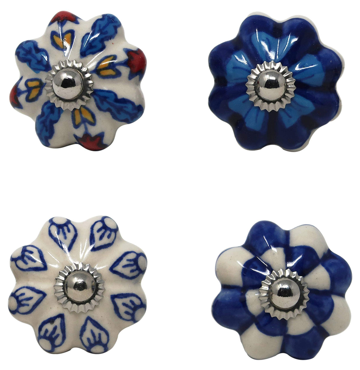 Ajuny blue porcelain knobs enhance dressers and vanities with color