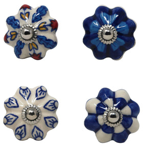Ajuny blue porcelain knobs enhance dressers and vanities with color