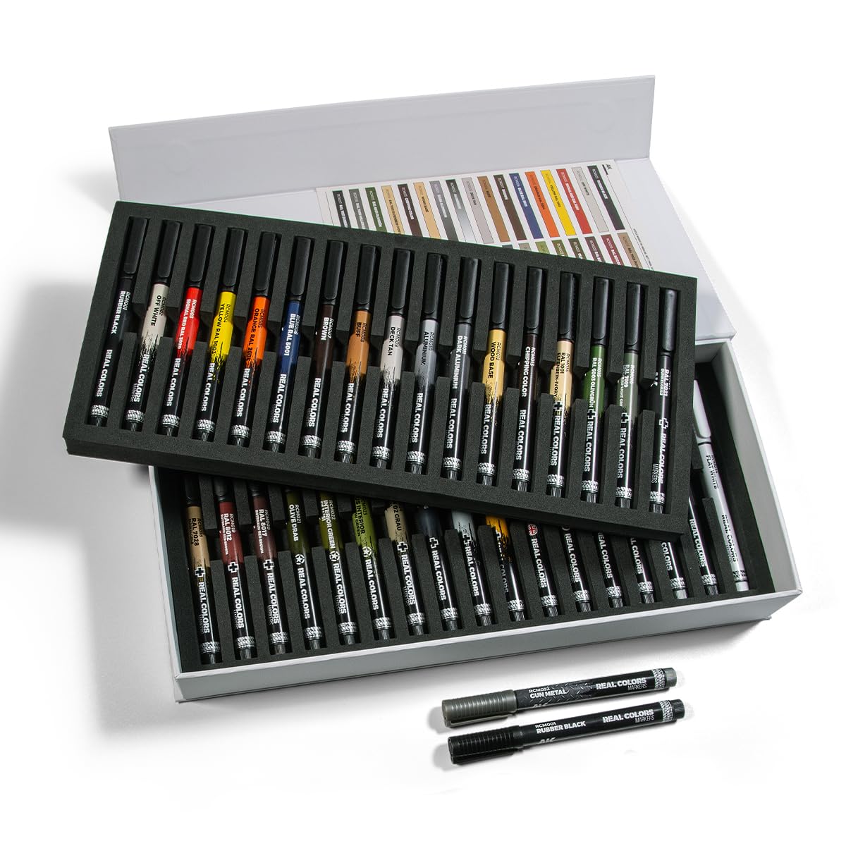Markers used for base coats and camouflage detailing on a miniature.