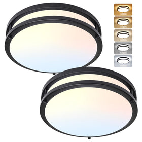 AKAARI flush mount light with double-circle design for a modern living room
