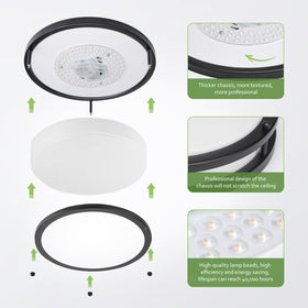 Soft frosted shade on AKAARI flush mount provides gentle, glare-free illumination