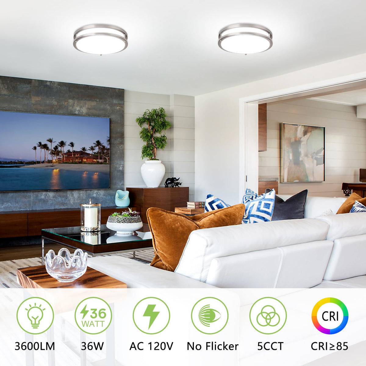 AKAARI LED ceiling light color-temperature dial enables 3000K–6000K versatility.