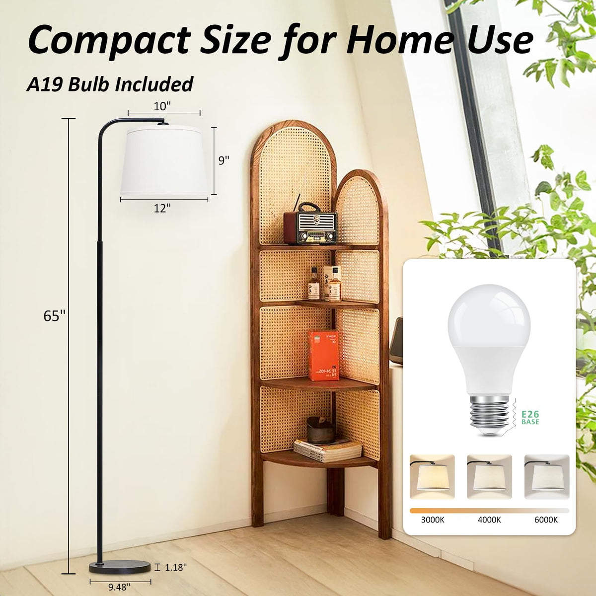 AKASUKI floor lamp sturdy base provides stable support.