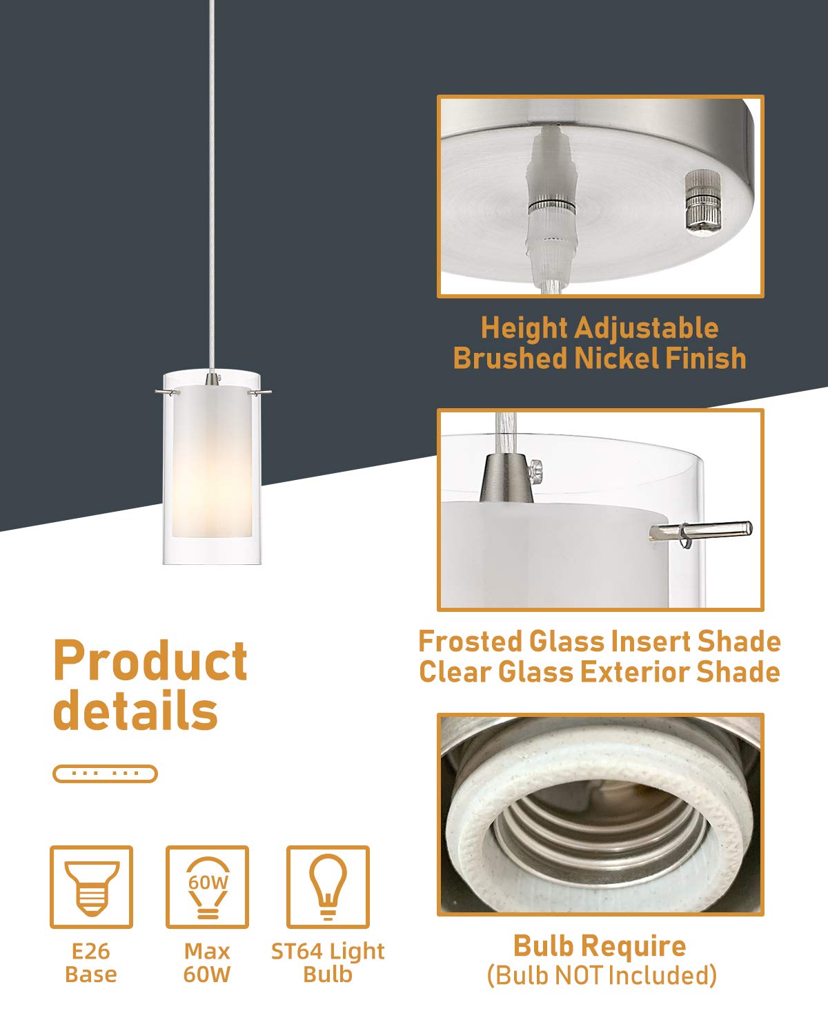 AKEZON compatible with E26 bulbs, offering flexible brightness options.