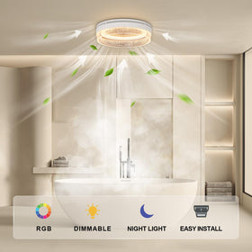 Akicon fan with four color LED options for bathroom lighting