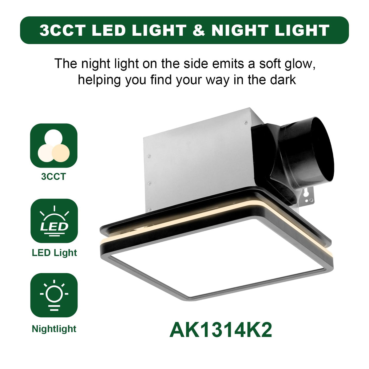 Akicon compact ceiling vent design blends with any bathroom decor.