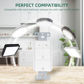 Bathroom setting with Akicon dimmer switch providing ambient glow.