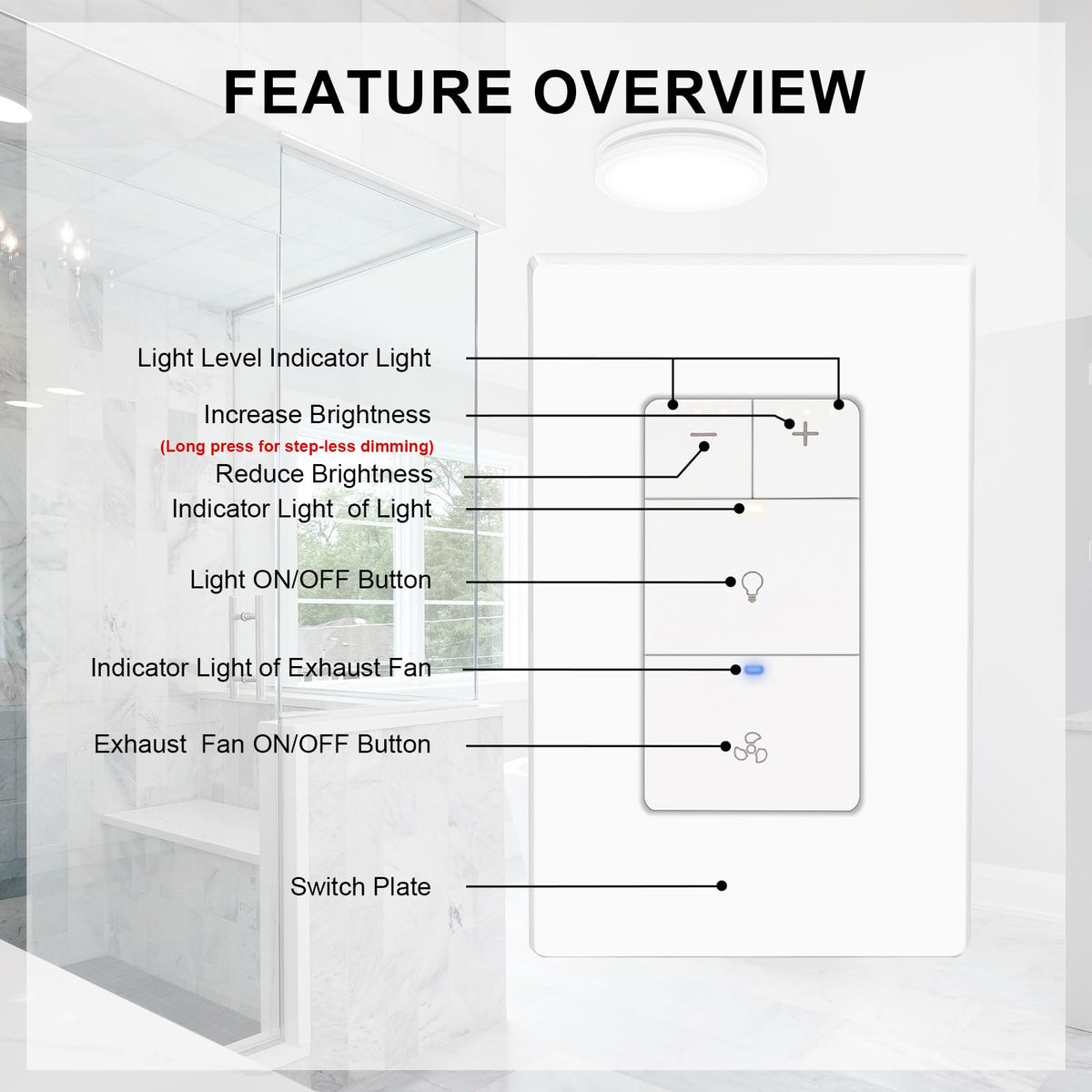 Akicon dimmer switch step and stepless dimming in action.