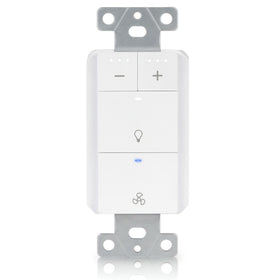 Akicon dimmer switch for exhaust fan and light showing dual control for brightness and ventilation.