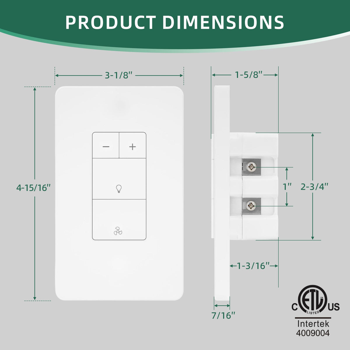 Night light mode on Akicon dimmer switch provides soft glow for nighttime use.