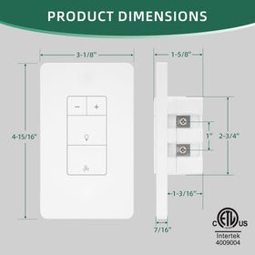 Night light mode on Akicon dimmer switch provides soft glow for nighttime use.