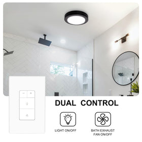 Closeup of Akicon dimmer switch wall plate highlighting durable polycarbonate build.