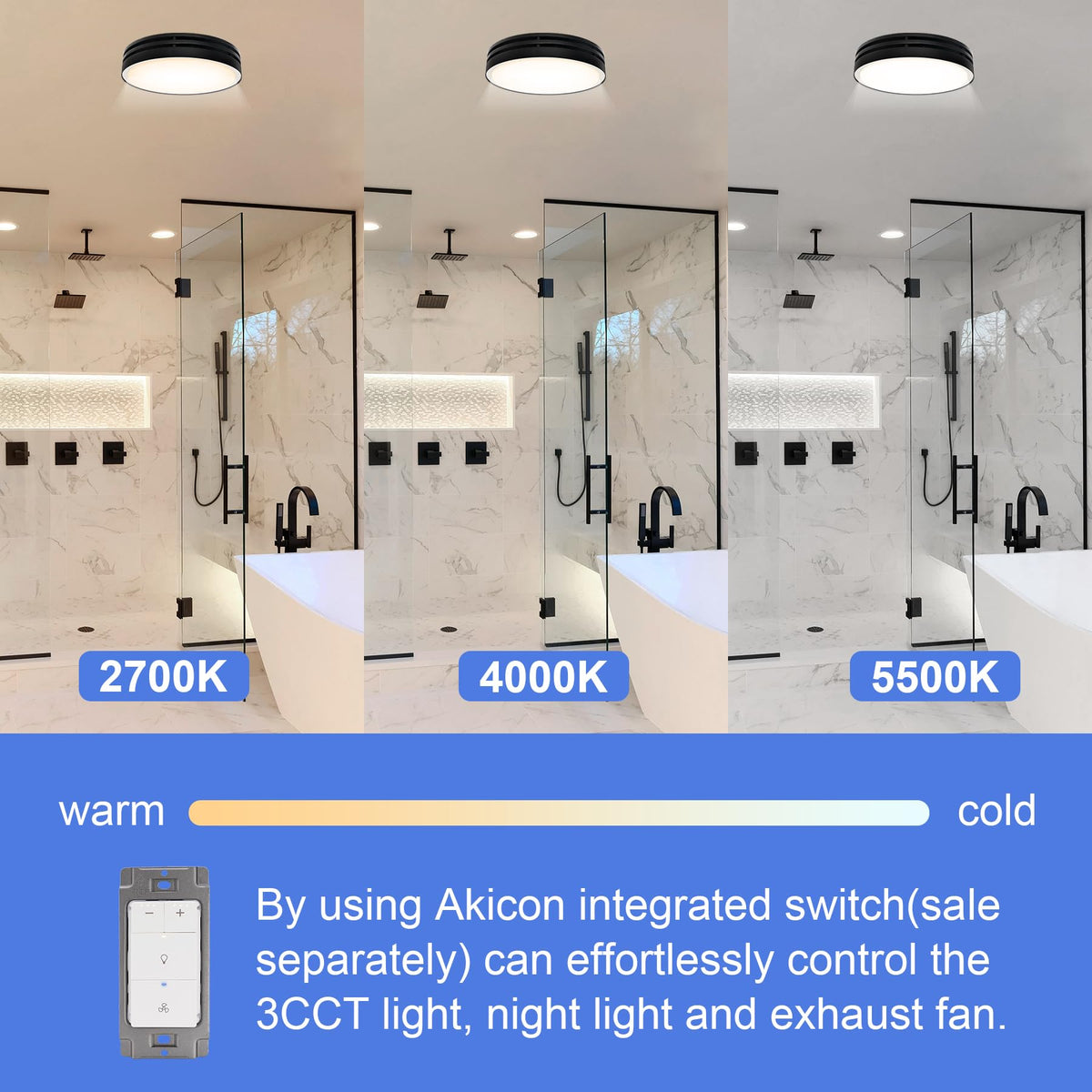 Akicon night light in yellow and blue dual color mode