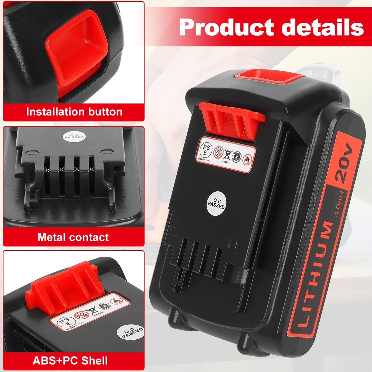 Akkopower 20V battery charging with compatible Black+Decker charger for quick top-ups