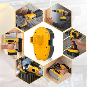 Akkopower 18V battery easily fits into DeWalt drills and saws for quick swaps