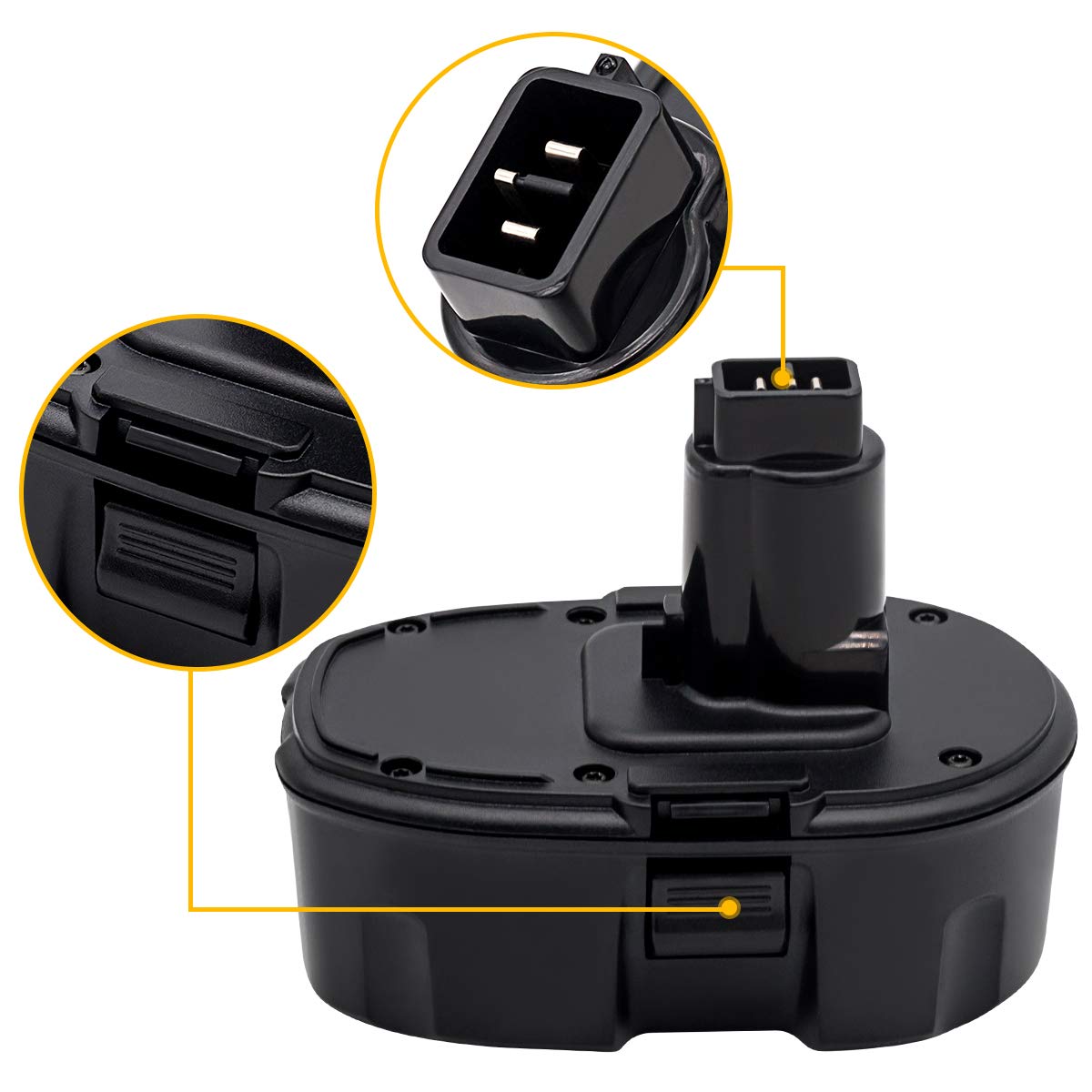Akkopower 5Ah Ni-MH battery front view compatible with DC9096 and DC9098.