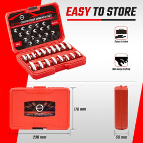 AKM 18-piece set stores neatly and travels easily.