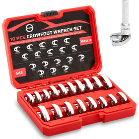 AKM crowfoot wrench set with mirror-polished finish for corrosion resistance.