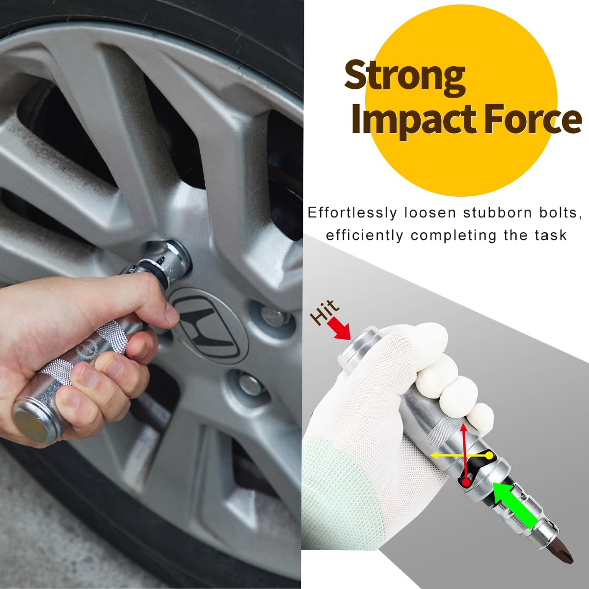 AKM impact screwdriver adapter in use for quick bit changes and leverage