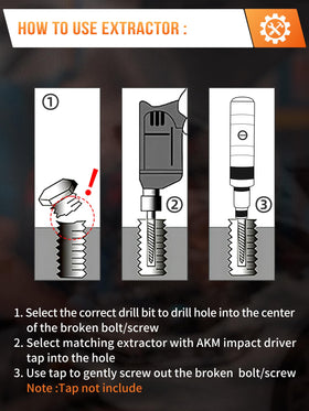 AKM screw extractor 3 facilitates removal of stripped screws.