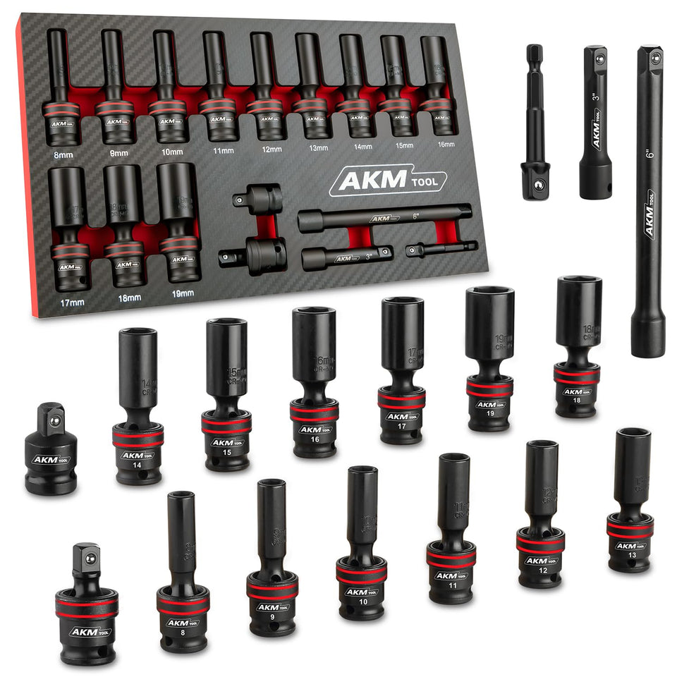 AKM TOOL 3/8 drive universal socket in 8mm for tight access.