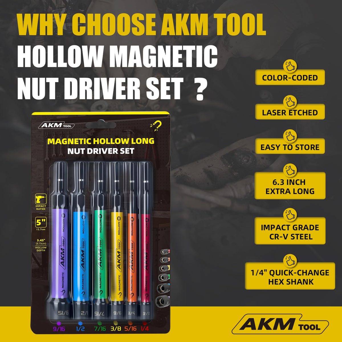 AKM TOOL hollow nut driver 1/2 inch efficient torque for HVAC tasks