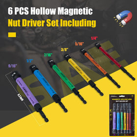 AKM TOOL hollow nut driver 5/16 inch with extended reach for deep bolts