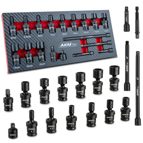 AKM TOOL quarter-inch drive universal impact socket set for tight-space access.