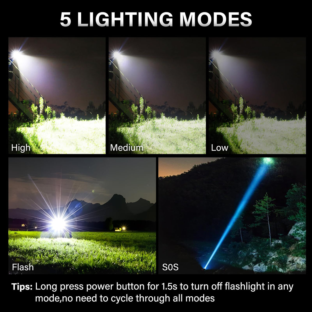 AKNEAR LED flashlight IPX7 waterproof protection for rain and wet adventures