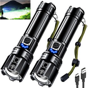 AKNEAR rechargeable LED flashlight front view with compact everyday carry design