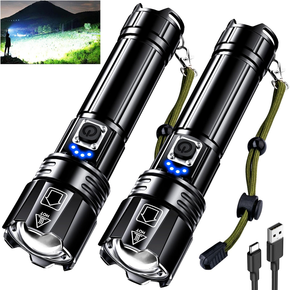 AKNEAR rechargeable LED flashlight front view with compact everyday carry design