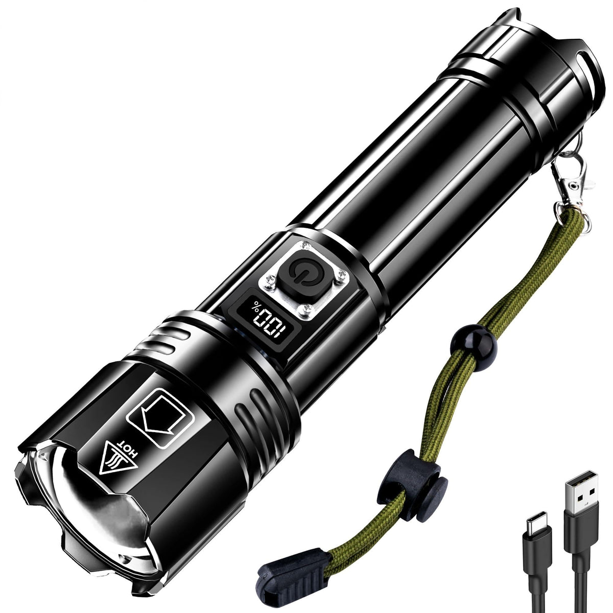 AKNEAR rechargeable LED flashlight with zoomable beam for versatile outdoor use