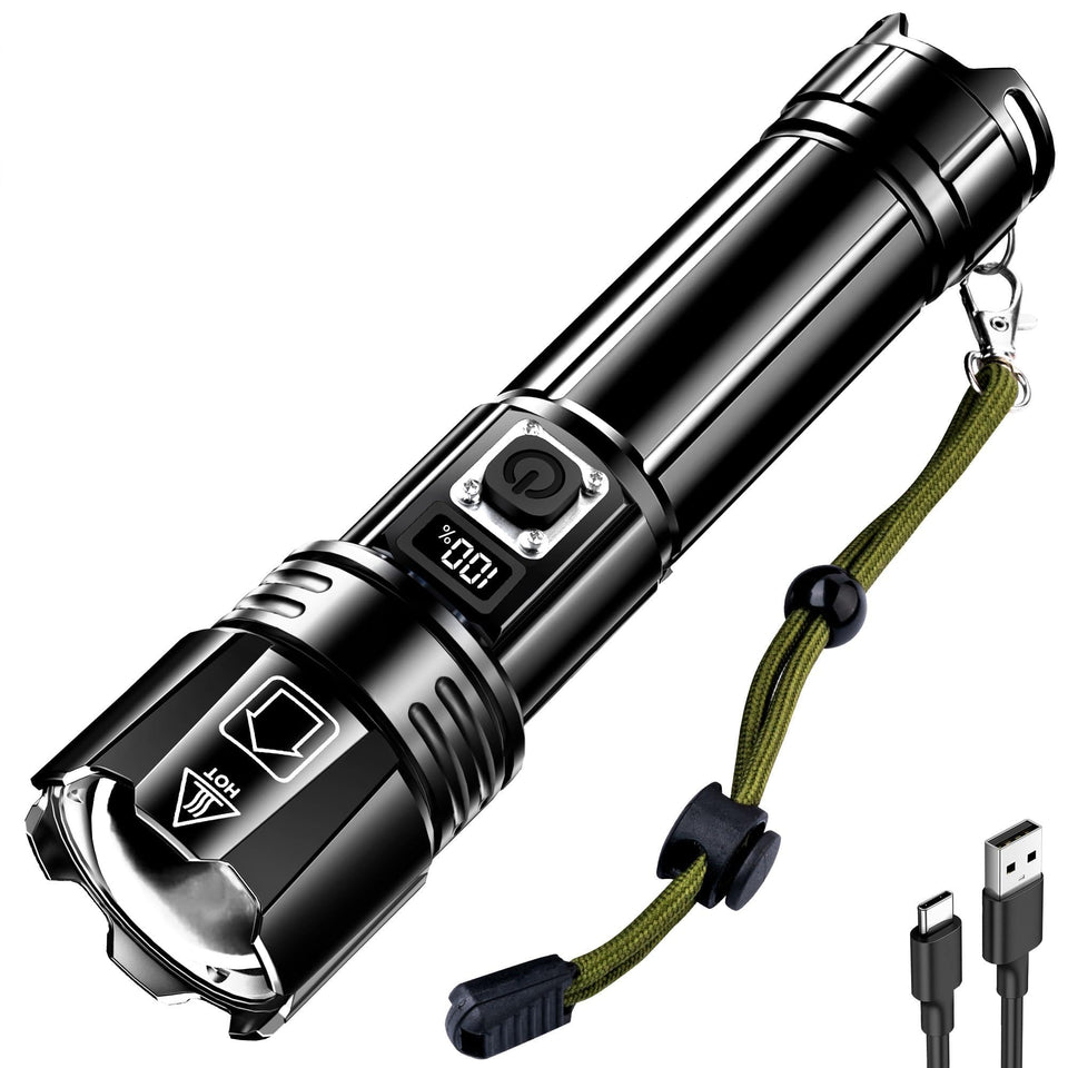 AKNEAR rechargeable LED flashlight with zoomable beam for versatile outdoor use