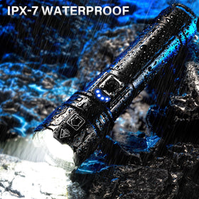 AKNEAR Tactical flashlight rainproof design and rugged aluminum shell for outdoor resilience.