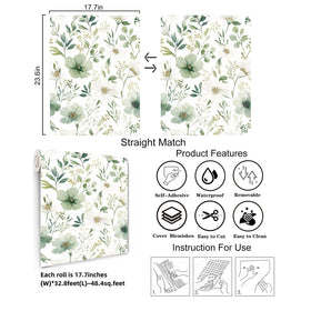 Akodm sage green bedroom accent wall with seamless floral design