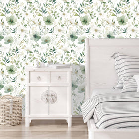 Akodm botanical wallpaper with soft watercolor leaves for natural look