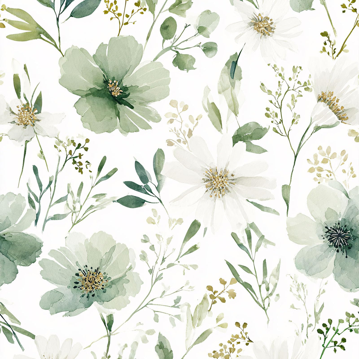 Akodm sage green floral peel-and-stick wallpaper for easy wall updates