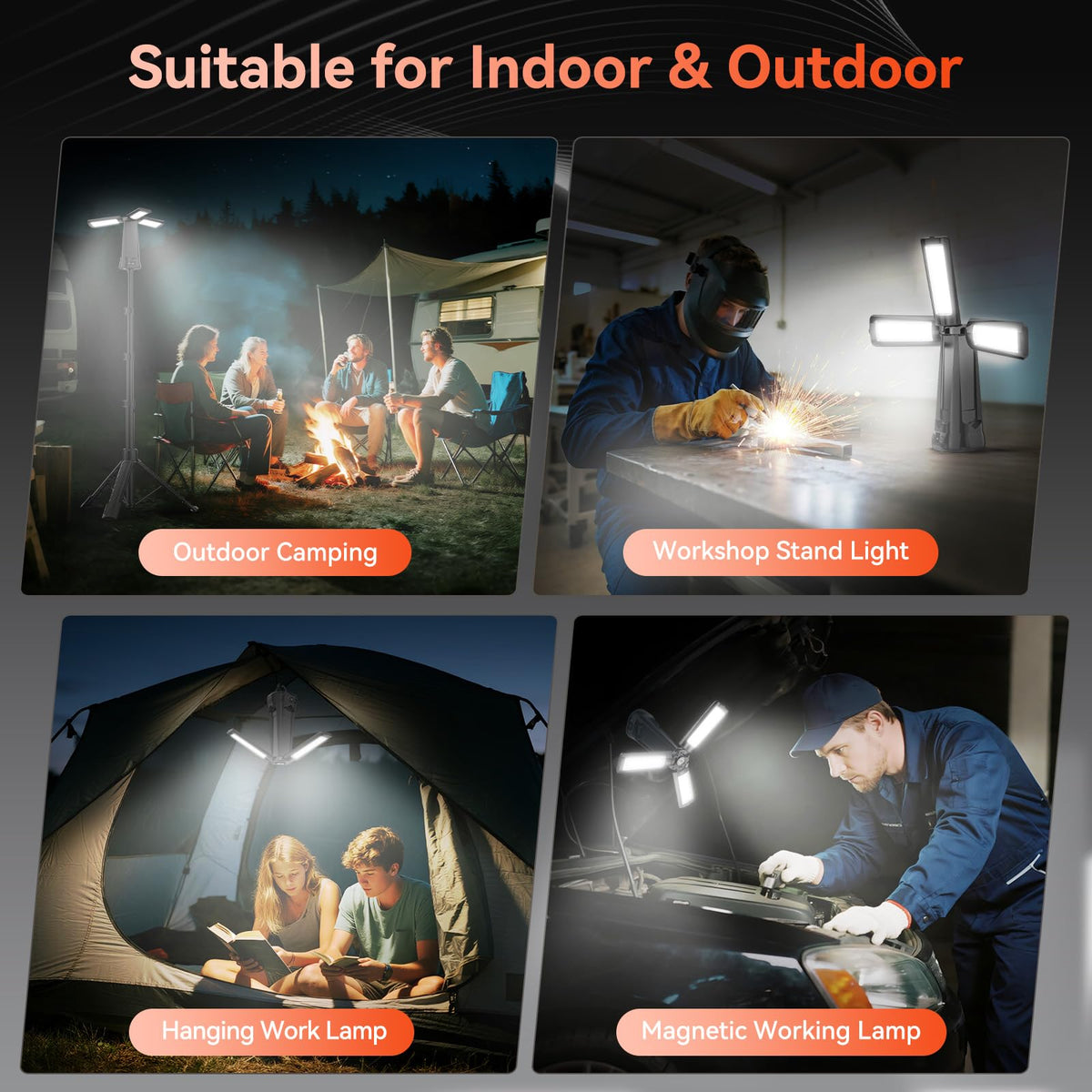 AKOFUN detachable tripod stand set up for stable outdoor lighting.