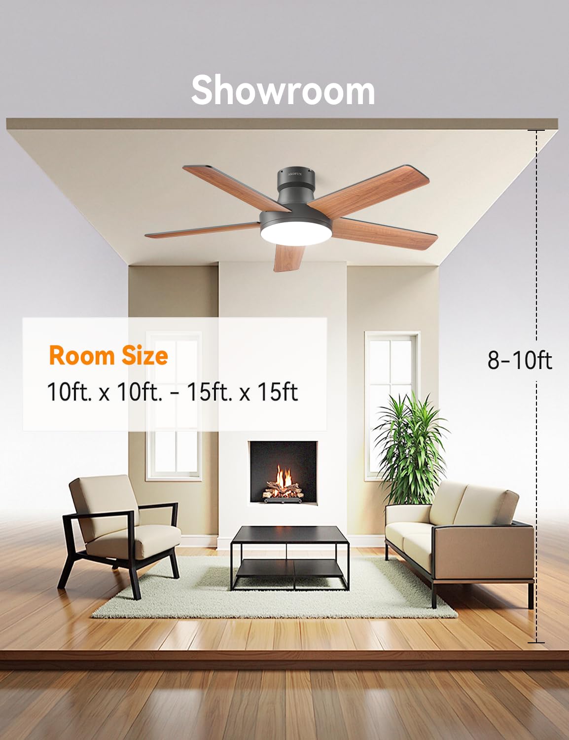 Flush-mount installation kit for AKOFUN ceiling fan