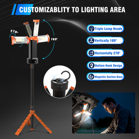 AKOFUN height-adjustable tripod stand lets you position light precisely.