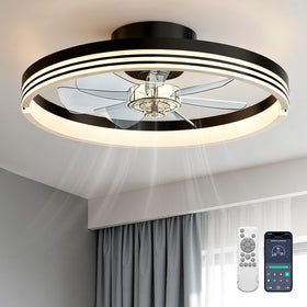 AKOFUN modern bladeless ceiling fan light 18-inch in black for stylish small spaces.