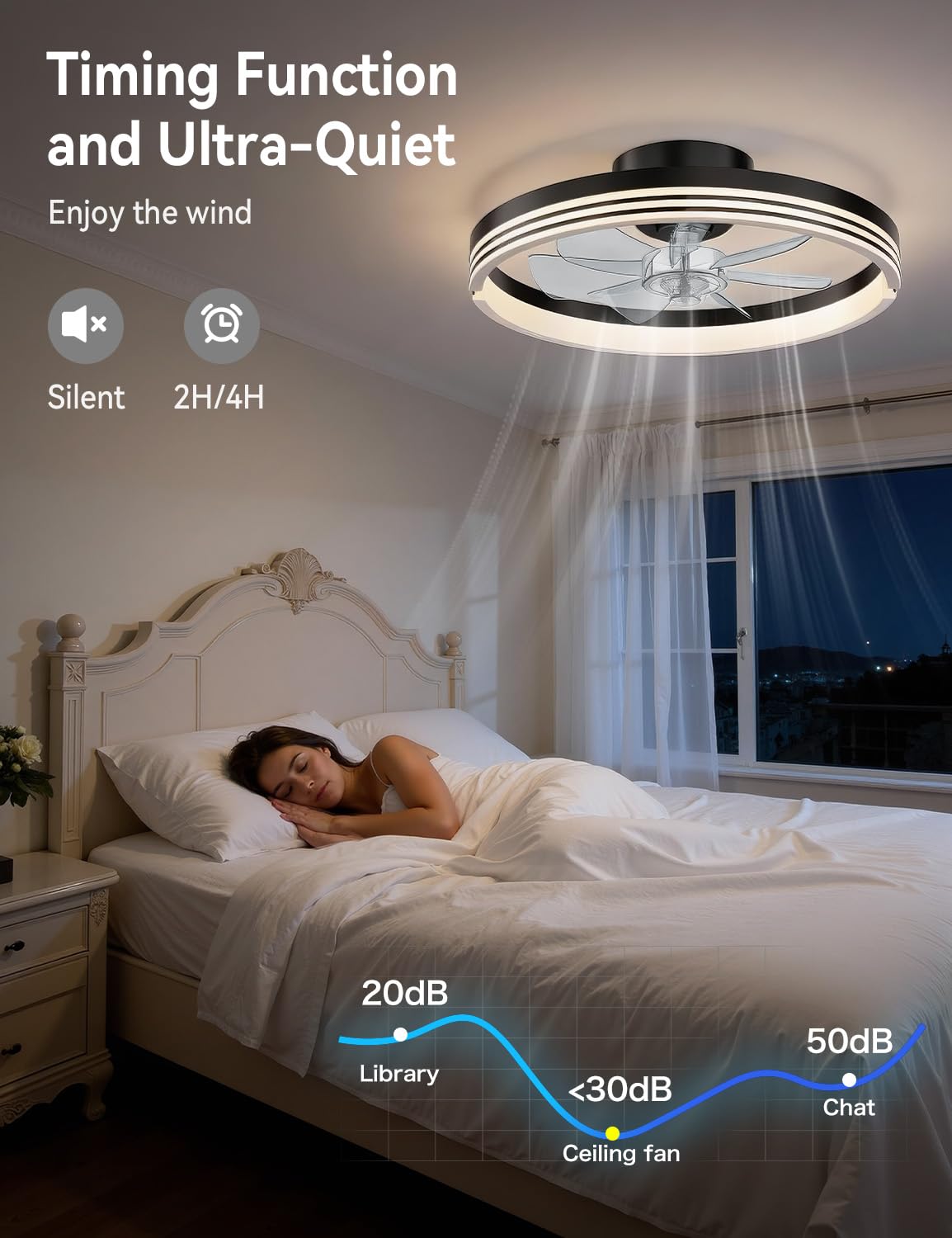 AKOFUN six-speed settings let you tailor breeze and comfort.