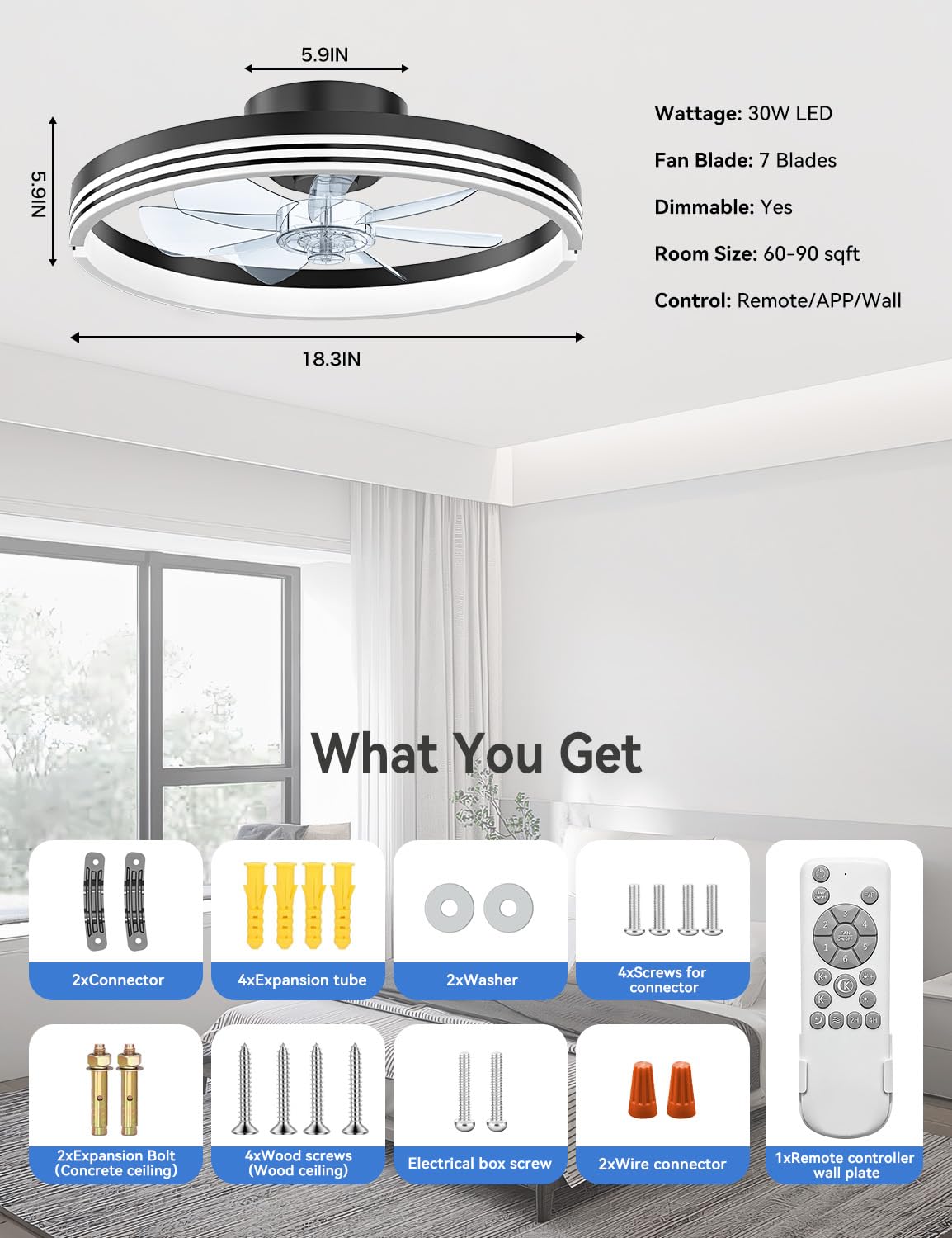 AKOFUN stepless dimming from 10% to 100% for ambience and visibility.
