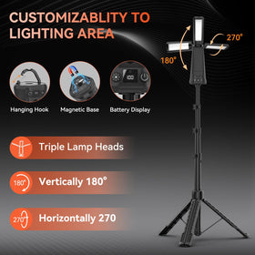 AKOFUN three-head LED system provides adjustable illumination coverage.