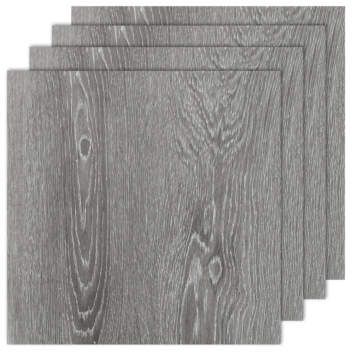 AKOLAFE wood-grey vinyl tile close-up with peel-and-stick backing for easy installation