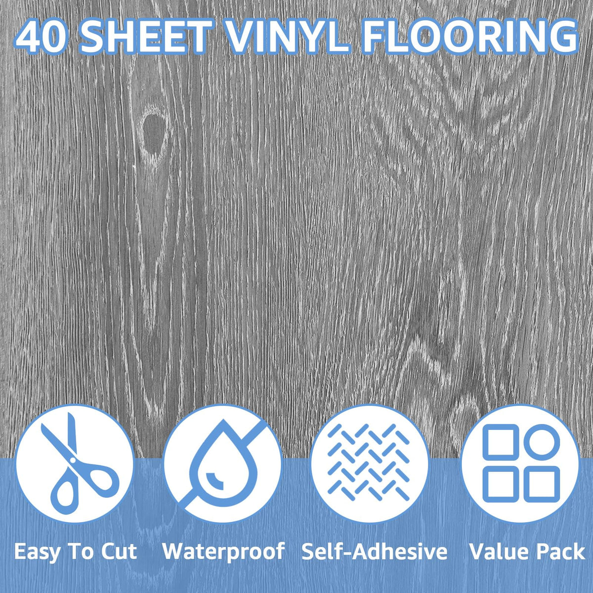AKOLAFE wood-grey vinyl tiles laid in a kitchen setup for quick refresh