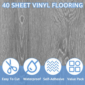 AKOLAFE wood-grey vinyl tiles laid in a kitchen setup for quick refresh