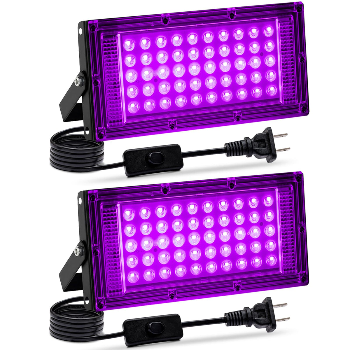 Akpgf 2 Pack 50W Black Light front view for vibrant glow party ambiance.
